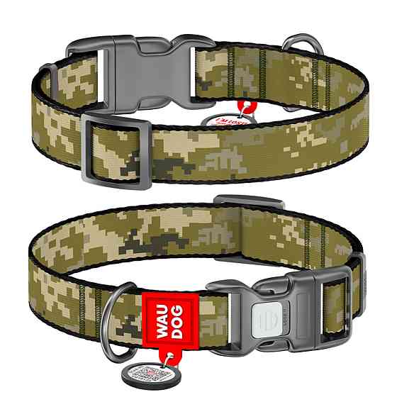 Ошейник для собак нейлоновый WAUDOG Nylon с QR-паспортом, рисунок 