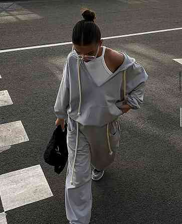 Жіночий стильний повсякденний костюм двонитка Сірий, 48/52 Одеса