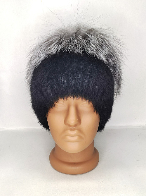 Шапка хутряна жіноча Мерлін з чорнобуркою Чорний Харків - фото 3