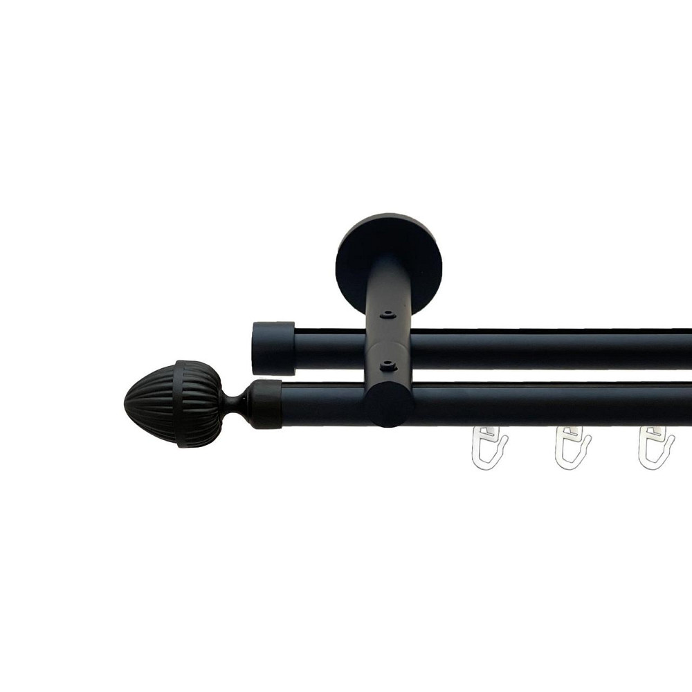 Карниз Orvit Одеон металевий дворядний реверсивний профільна труба  Чорний Оксамит 19\19 мм 160 см (00-00026766) Львів - фото 1