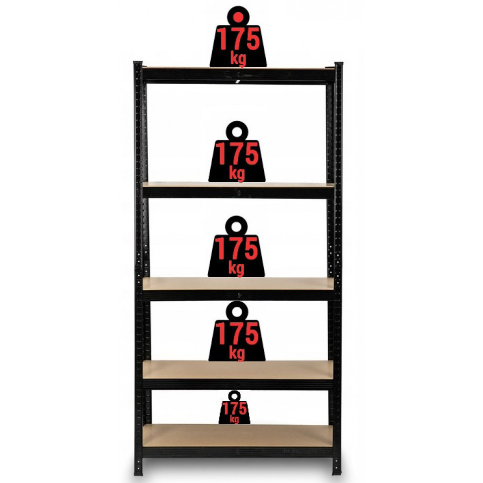 Металевий поличний стелаж вітрина з полицями Siker P9040 чорний 180х90х40 см Київ - фото 10