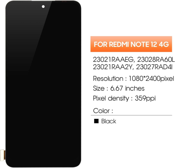 Заміна екрана для Xiaomi Note 12 4G РК-дисплей 23021RAAEG 23021RAA2Y 23027RAD4I РК-дигітайзер сенсорного екрана Київ
