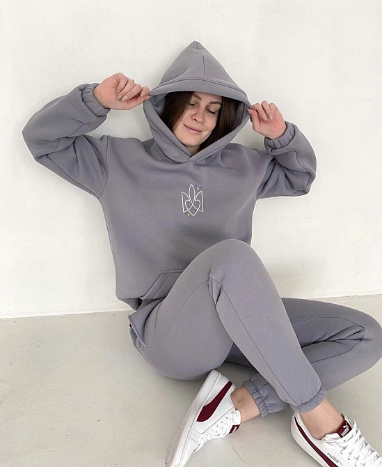 Світло сірий премиум костюм з гербом України XXL Черновцы - изображение 1