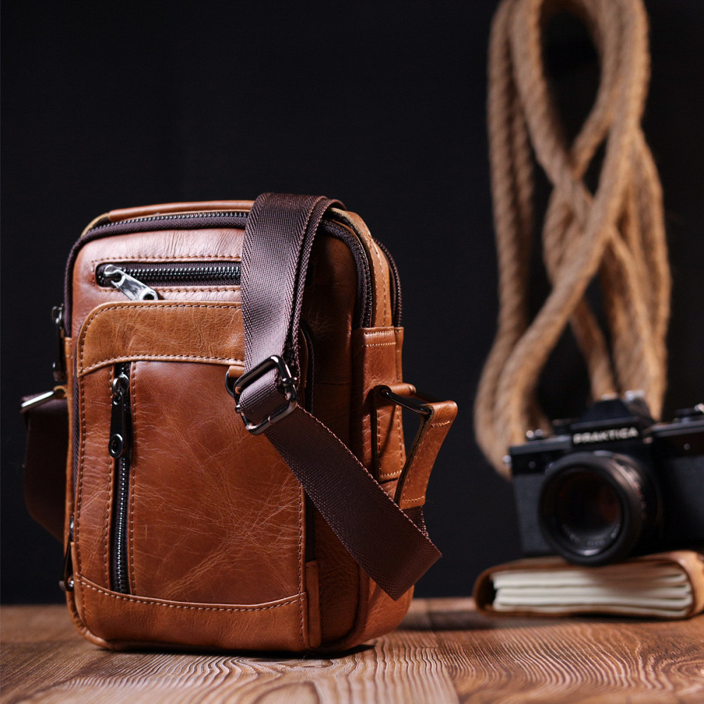 Сумка мужская Vintage 20827 кожаная Светло-коричневый Киев - изображение 9