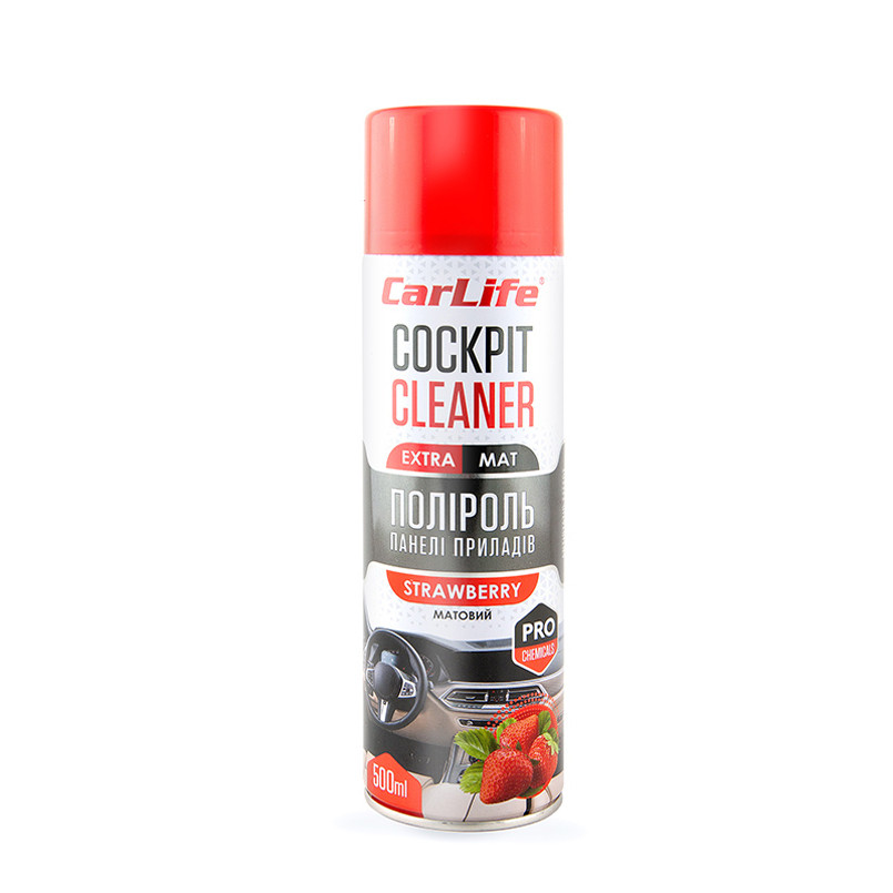 Полироль для панели приборов CarLife Cockpit Cleaner Extra Mat Клубника, 500мл Львов - изображение 1