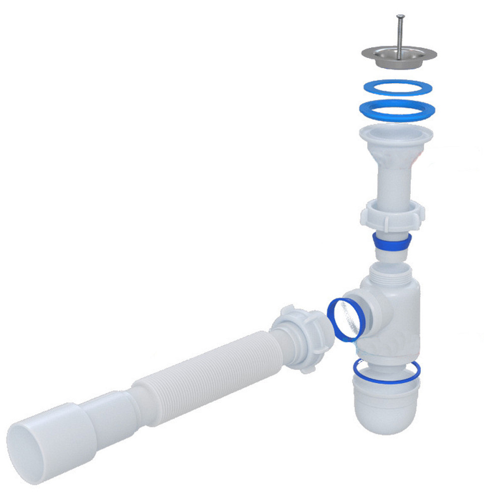 Сифон Waterstal А-32019 під умивальник 1 1/2" з гнучкою гофрою Київ - фото 2