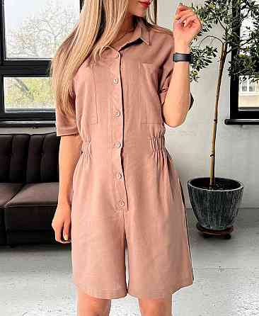 Легкий жіночий базовий комбінезон льон Моко, 46 Одеса