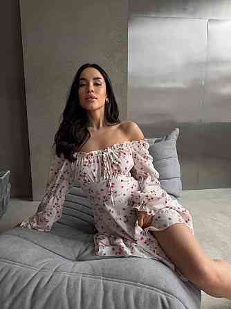 Женское вечернее романтичное платье с принтом цветочным Белый, 44/46 Одесса