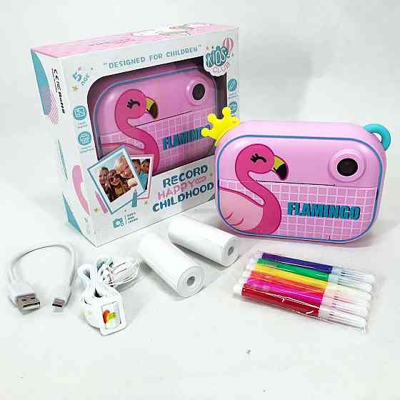 Детский фотоаппарат мгновенной печати YT008 PINK FLAMINGO с поддержкой microSD TC-43 Львов
