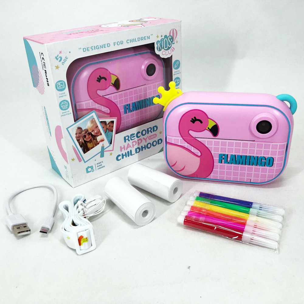 Детский фотоаппарат мгновенной печати YT008 PINK FLAMINGO с поддержкой microSD TC-43 Львов - изображение 4