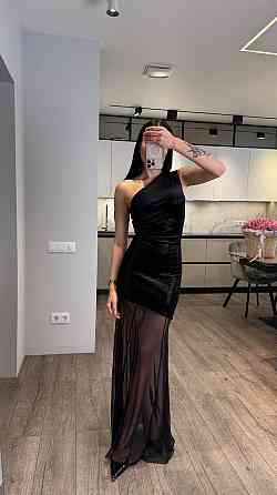 Жіноча елегантна святкова максі сукня  з оксамиту з блискітками + сітка Одеса