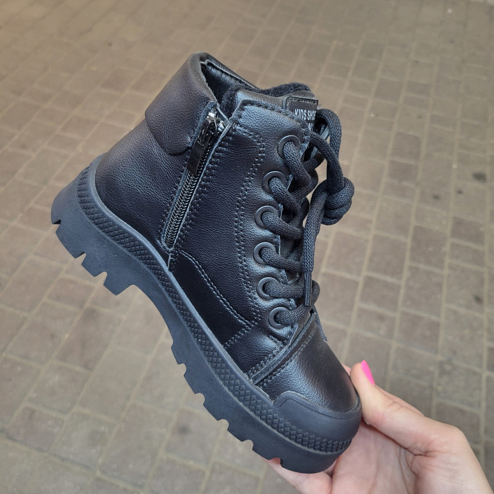 Детские демисезонные черные ботинки для девочек на флисе 31,32,35,36 Николаев - изображение 4