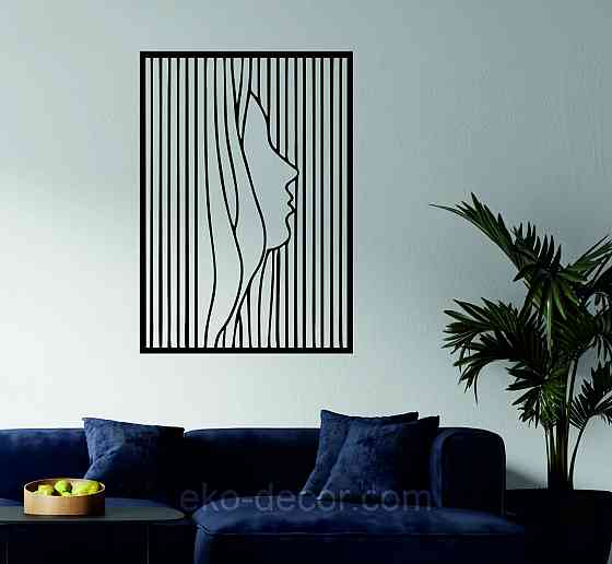 Декоративное настенное 3D Панно «Силуэт женщины», Декор на стену с объемом 70*49 см, Черный Киев