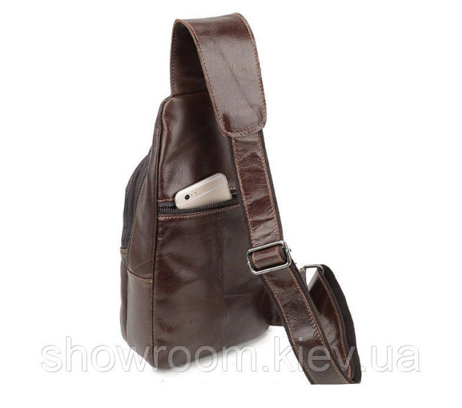 Чоловічі сумки на груди (слінг) Leather Collection (371) brown Київ - фото 2