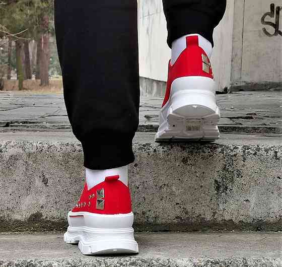 Женские Кроссовки Кеды на Танкетке Красные Слипоны Мокасины на Платформе (размеры: 36,37,38,39) - 33-3 Днепр