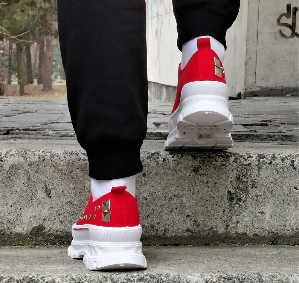 Женские Кроссовки Кеды на Танкетке Красные Слипоны Мокасины на Платформе (размеры: 36,37,38,39) - 33-3 Днепр - изображение 6