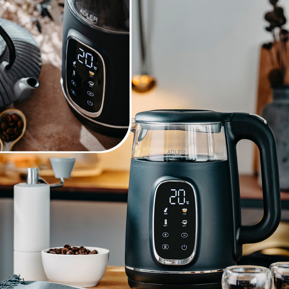 Електрочайник Adler AD 1305 black silver 1850-2200Вт/ 1.7л/ скло/ встановлення температури/ Вінниця - фото 9