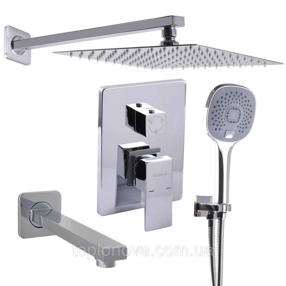 Душевая система Globus Lux SMART GLM-305L встроенная, на три потребителя, с изливом, хром Черновцы - изображение 1