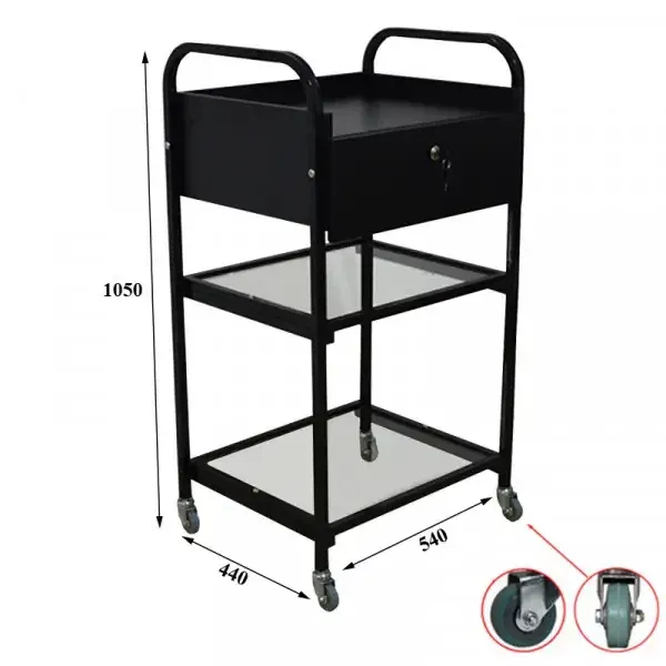 Косметологическая тележка с ящиком и стеклянными полками UK-008 Киев - изображение 16