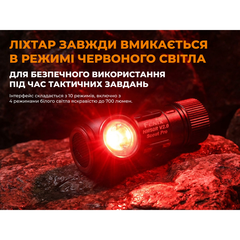 Тактичний налобний ліхтар Fenix Scout Pro (HM50R V2.0) з червоним та зеленим світлом | Лімітована серія Киев - изображение 9
