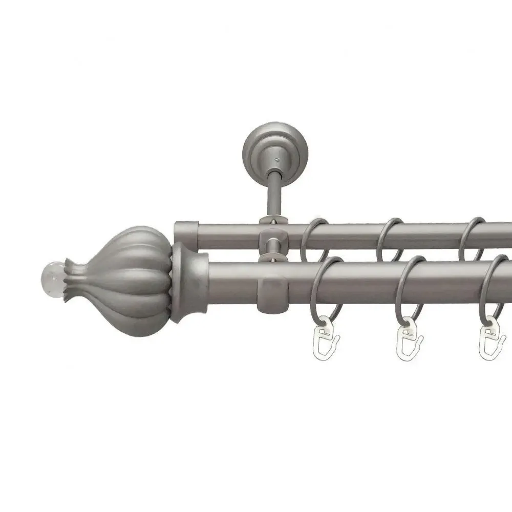 Карниз Orvit Таджа-Кристал металевий дворядний відкритий гладка труба кільце металеве Сатин 25\16 мм 160 см (6353207) Львів - фото 1