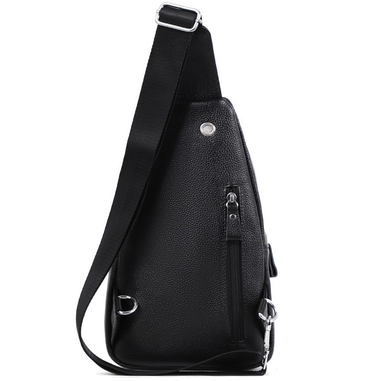 Чорна чоловіча сумка-слінг з натуральної шкіри Київ - фото 5