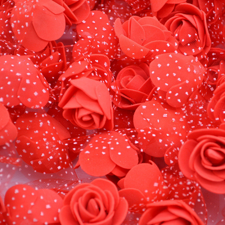Головки квітів для рукоділля з фатином 50 штук 3 см червоний Київ - фото 1