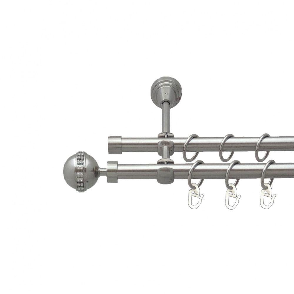 Карниз Orvit Авея металевий дворядний відкритий гладка труба кільце металеве Нержавіюча Сталь 16\16 мм 300 см (00-00013601) Львів - фото 1