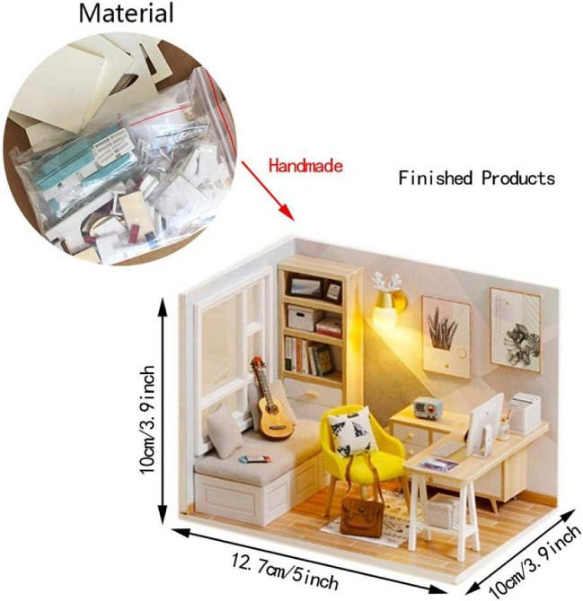 Румбокс Солнечная Студия Roombox Sunshine Study DIY Cute Room + Пылезащитный купол (QT007) Киев - изображение 13