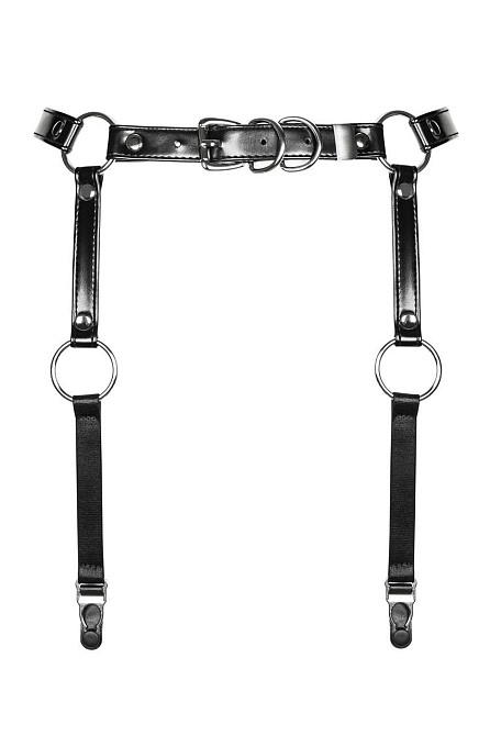 Гартери Obsessive A741 garter belt black O/S, штучна шкіра Sex Aura Київ - фото 2