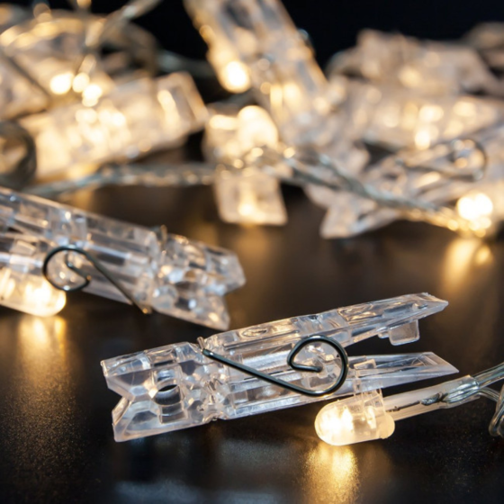 Гірлянда з прищіпками від USB Niki Light лед прищіпки для фото 40 лед 5,8м тепло білий (блочок в ком Київ