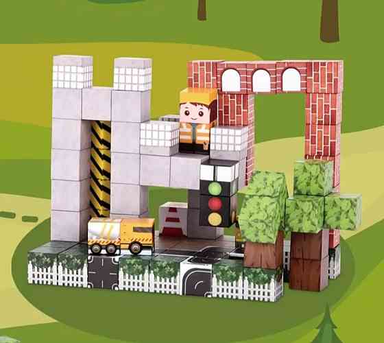 Магнітний конструктор Minecraft – 128 деталей | Кубики-блоки на магнітах у стилі Майнкрафт Київ