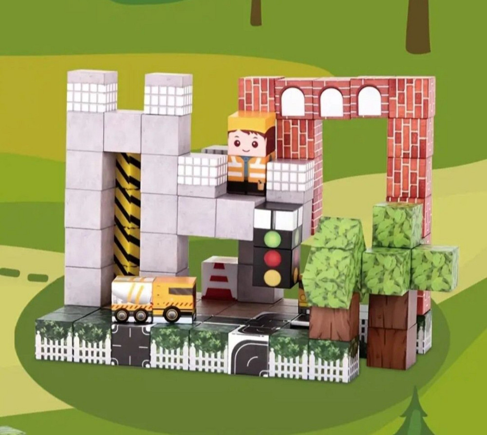Магнітний конструктор Minecraft – 128 деталей | Кубики-блоки на магнітах у стилі Майнкрафт Киев - изображение 3