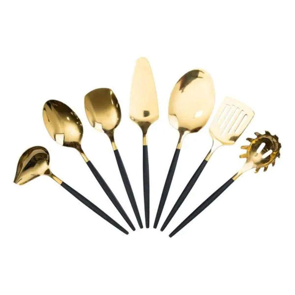 Набор золотых столовых приборов с черными ручками, 12 шт. Киев - изображение 8
