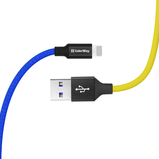 Кабель USB Lightning ColorWay CW-CBUL052-BLY 2,4A 1м синій/жовтий Житомир