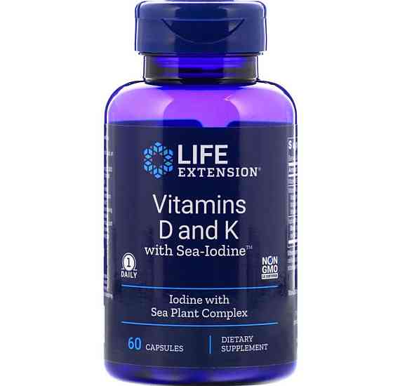 Вітамін D3 і K з йодом (Vitamins D3 and K with sea-iodine) 5000 МО / 2100 мкг / 1000 мкг 60 капсул Київ