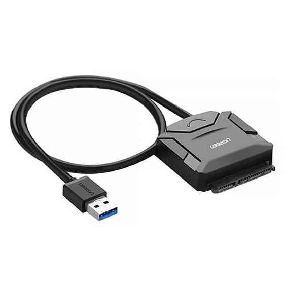 Перехідник USB 3.0 Type-A --> SATA III (F) + DC Adapter, CR108 UGREEN чорний Вінниця