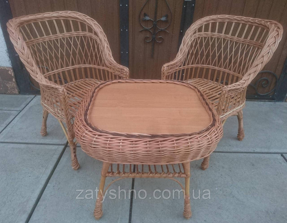 Крісла плетені з журнальним столом із лози. Київ - фото 1