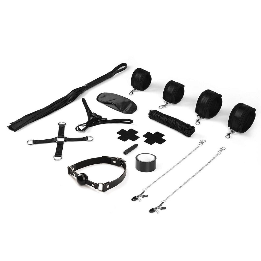 БДСМ-набір Liebe Seele Bound You 12pcs set, 12 предметів, у комплекті віброкуля і мереживні стрінги Sex Aura Київ - фото 1