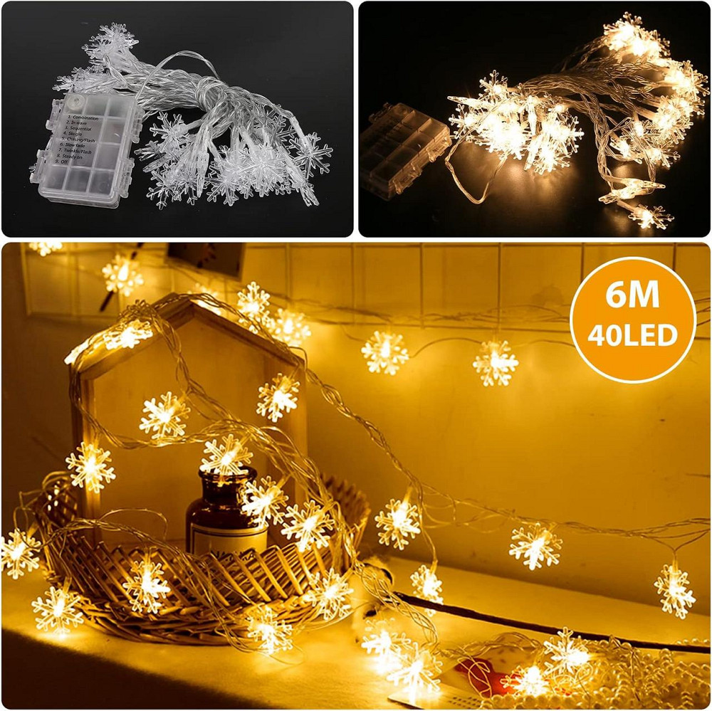 Светодиодная гирлянда снежинки Remifa 40 LED 6м 8 режимов с пультом Днепр - изображение 4