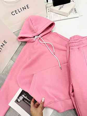 Женский утепленный костюм двойка: худи и штаны турецкая трехнить на флисе Барби, 42/44 Одесса