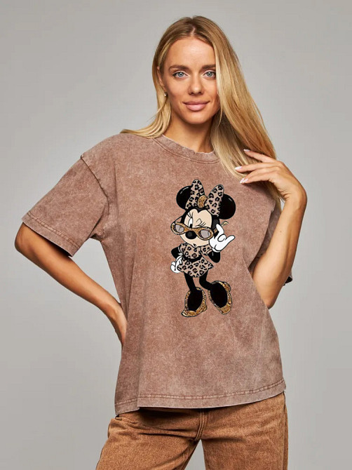 Футболка оверсайз винтаж с принтом Минни Бежевый Харьков - изображение 1