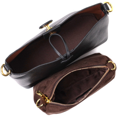 Сумка Vintage Жіноча із застібкою ґудзиком з натуральної шкіри Чорна (22319) Вінниця - фото 11