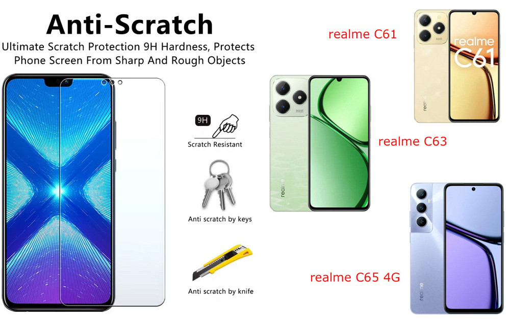 Защитное стекло NeoGlass для realme C61, realme C63, realme C65 4G – ультрапрозрачное и устойчивое Киев - изображение 1