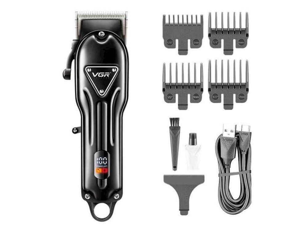 Машинка для пiдстригання 5Вт Акумулятор (clipper) V-051, 4 насадки, 2500 mAh, LED display ТМ VGR Київ - фото 1