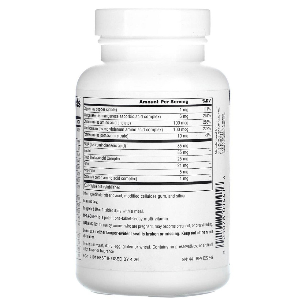 Витмамины и минералы без железа Source Naturals Mega-One 30 табл Киев - изображение 3