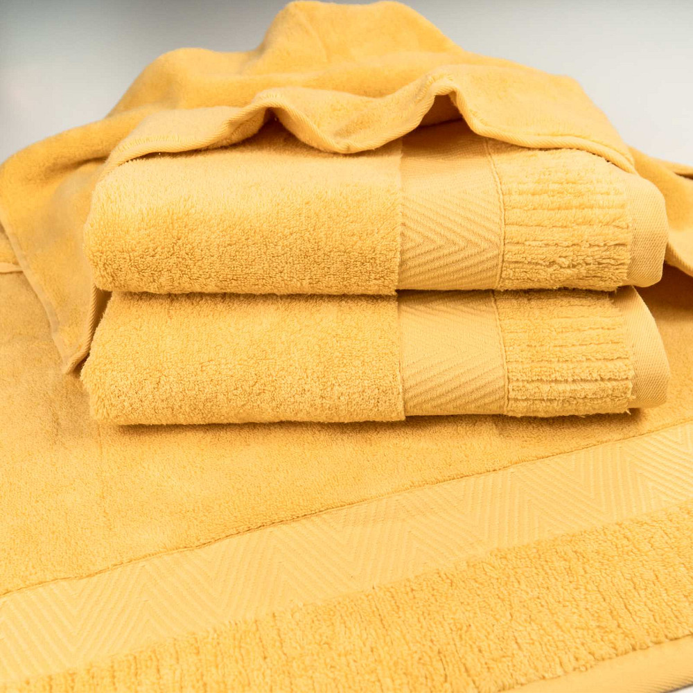Большое банное махровое полотенце 100x150см Премиум качества Зеро Твист Бордюр 550г/м2 (Желтый) Сумы - изображение 4