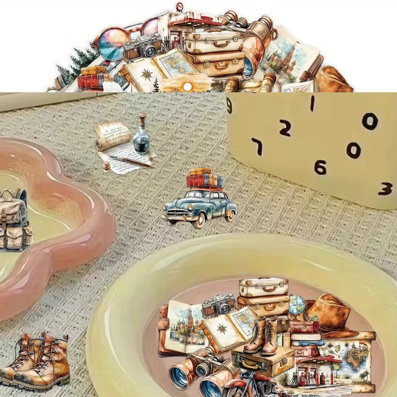 Набор прозрачных стикеров 50 шт. в ретро-стиле с путешествиями – винтажные наклейки для декора Киев - изображение 2