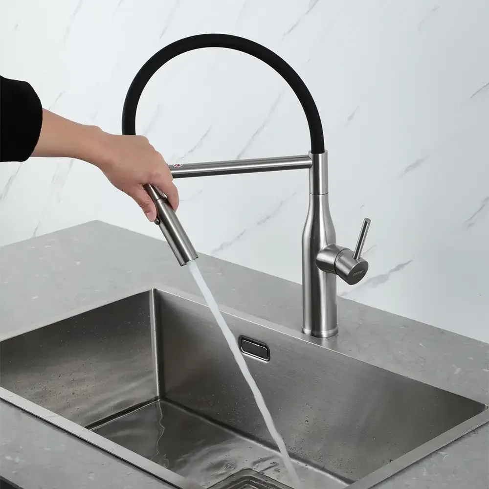 Смеситель для кухни с гибким изливом GAPPO G4098-25 сатин Киев - изображение 2