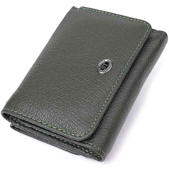 Жіночий гаманець компактного розміру з натуральної шкіри ST Leather 23072 Зелений Київ